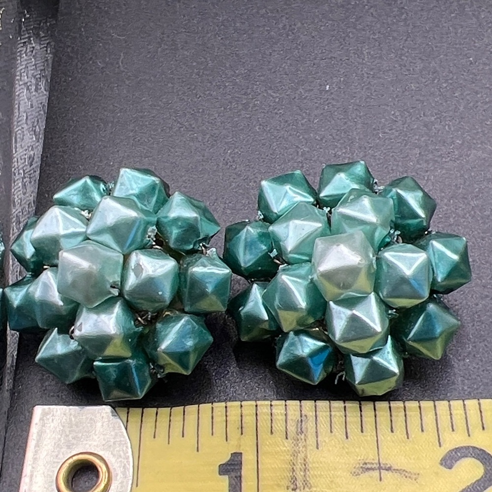 Vintage 1950’s Hong Kong Cluster Bead Earrings